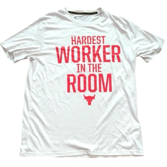 Under Armour White T-Shirt with Black and Yellow Accents project rock - Picture 1 of 8